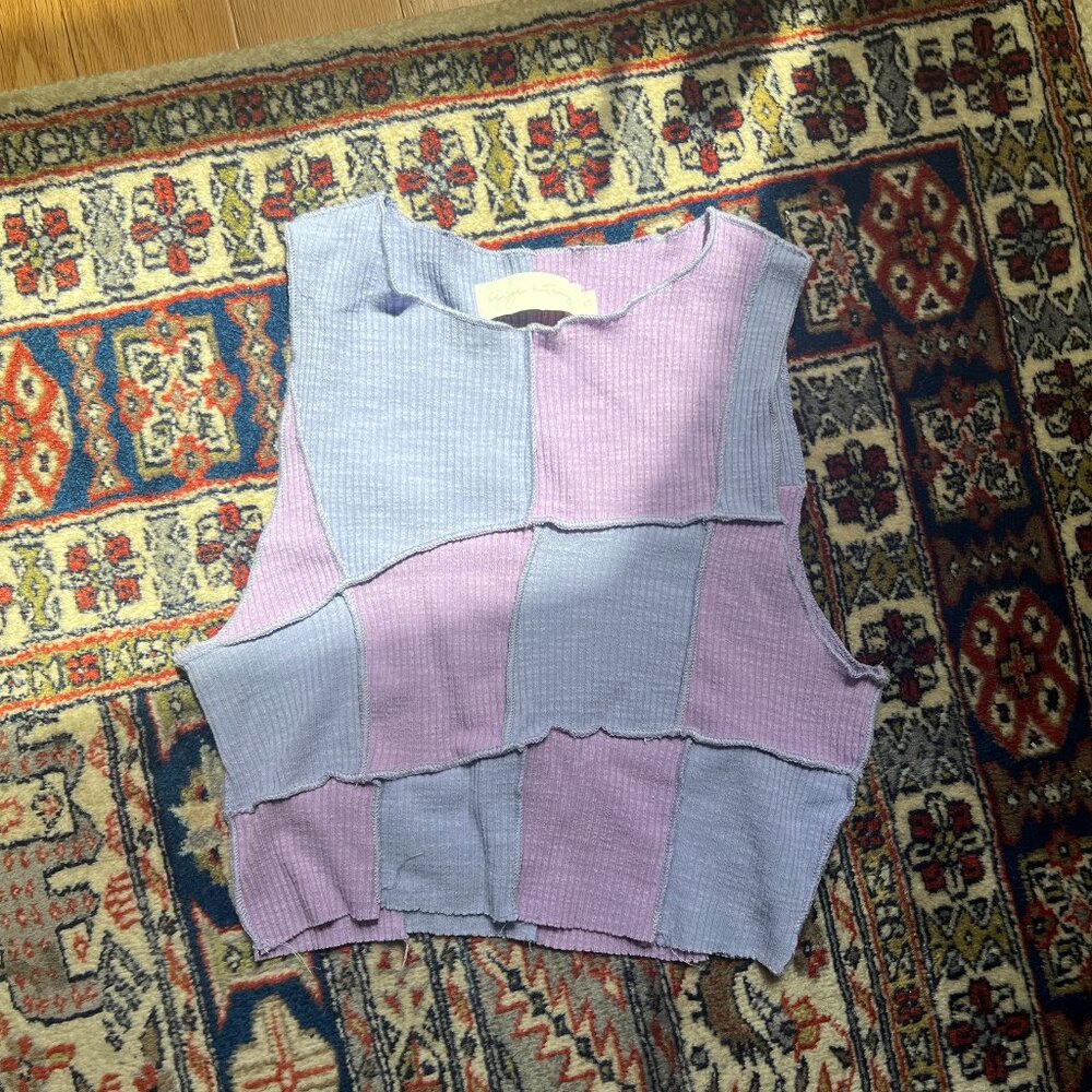 Beige Botany Purple Patchwork Tank